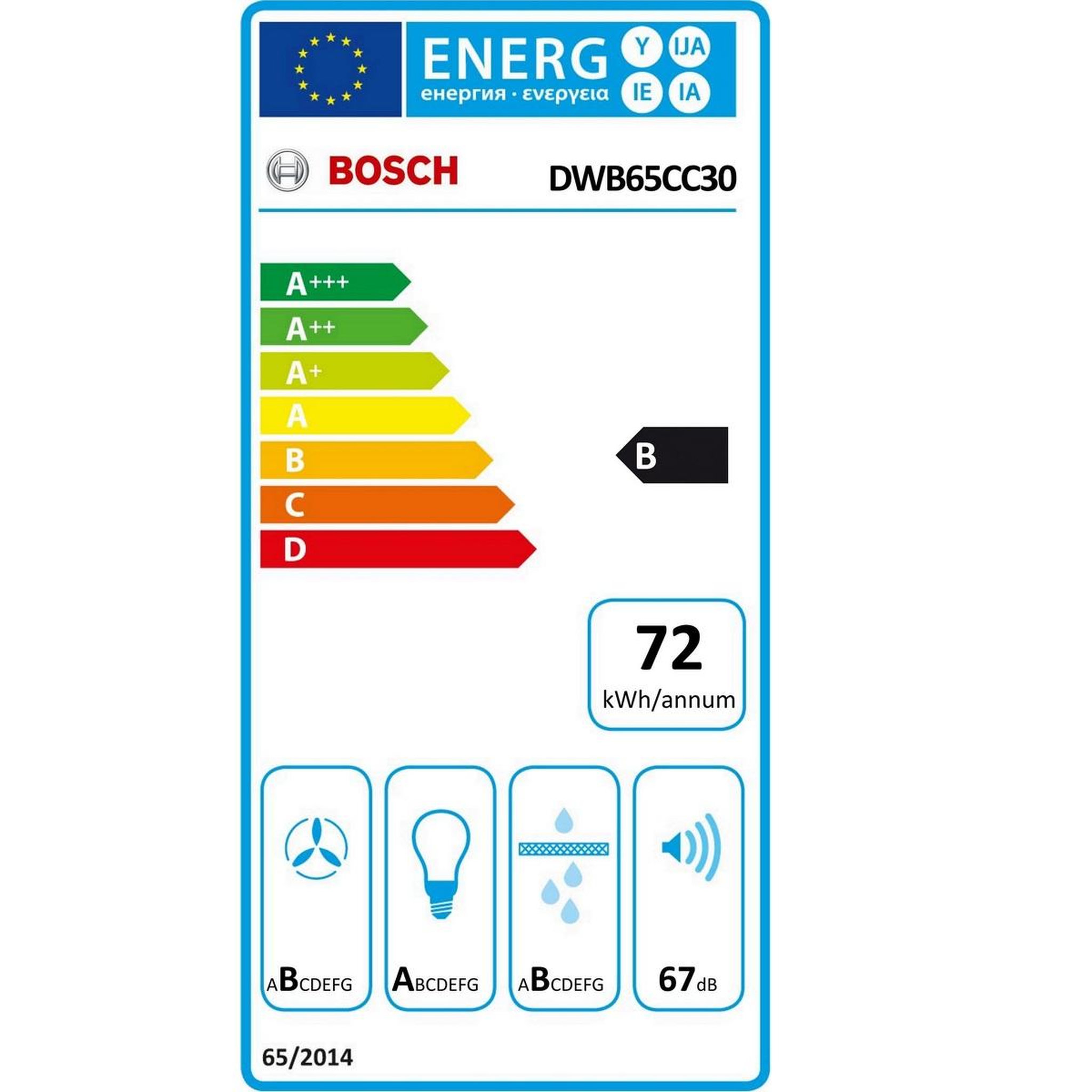 Voir la diapositive 2 : BOSCH Hotte décorative murale 60cm 594m3/h - dwb65cc30