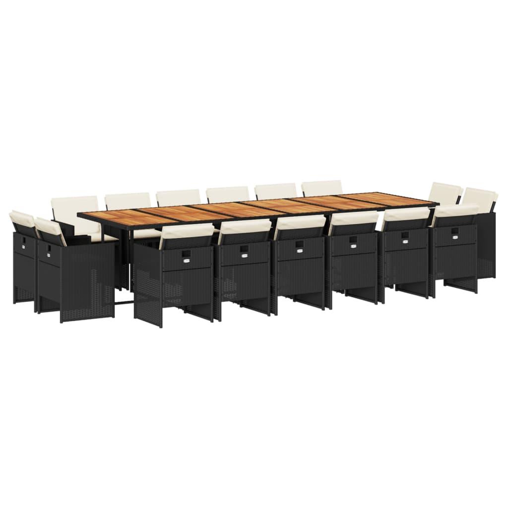 Voir la diapositive 2 : VIDAXL Ensemble a manger de jardin 17 pcs coussins noir resine tressee