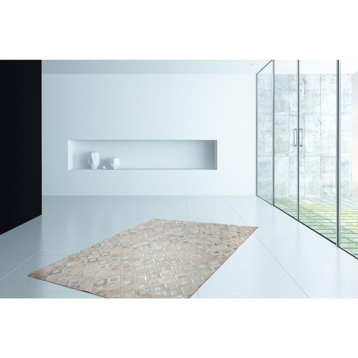 Paris Prix Tapis en Cuir Effet Métallique  Spark  Gris & Argent