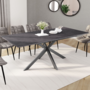 Voir la diapositive 2 : ID MARKET Table à manger extensible rectangle JASPE 6-10 personnes plateau effet béton pied araignée gris anthracite 160-200cm