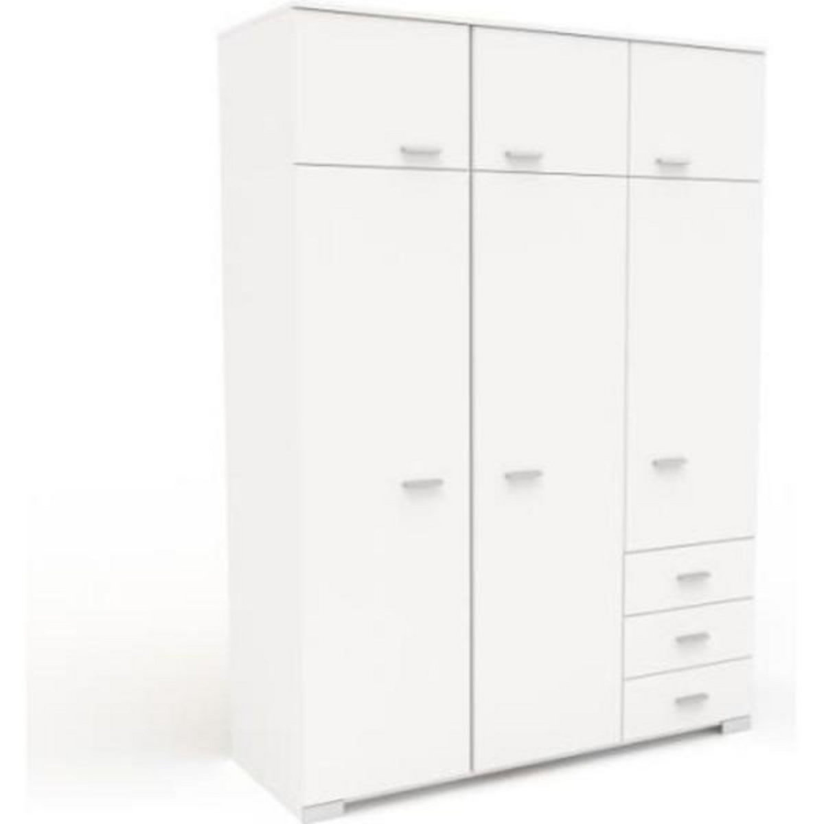 MARKET24 Armoire de chambre contemporaine blanche - COSMOS - L 146 cm - 6 portes, 3 tiroirs