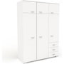 Voir la diapositive 1 : MARKET24 Armoire de chambre contemporaine blanche - COSMOS - L 146 cm - 6 portes, 3 tiroirs
