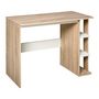 Voir la diapositive 1 : HOMCOM Bureau informatique multimédia dim. 100L x 44l x 74H cm 3 étagères latérales panneaux particules E1 chêne clair blanc