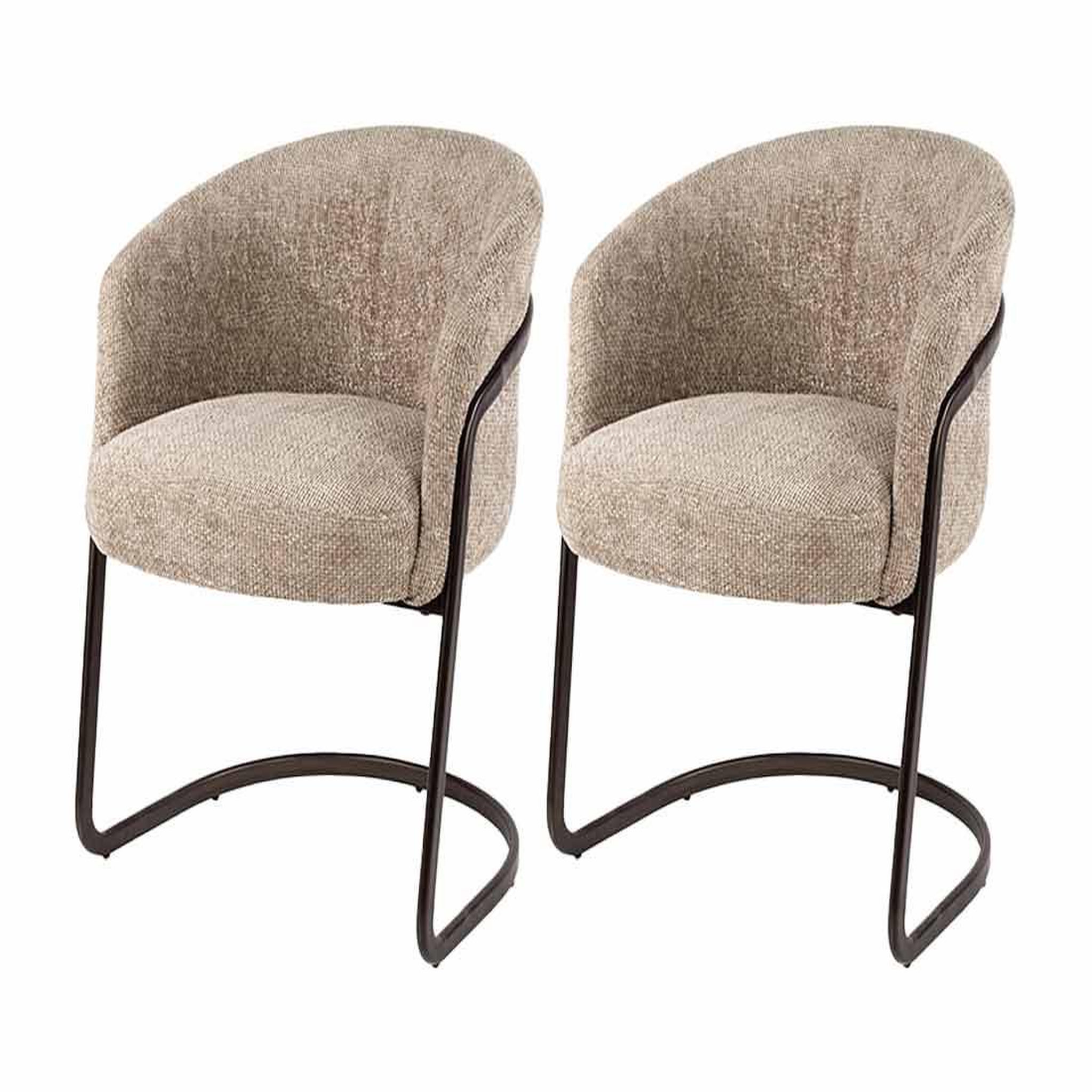 Voir la diapositive 3 : BEST MOBILIER Teo - lot de 2 chaises - pieds en métal - en tissu texturé
