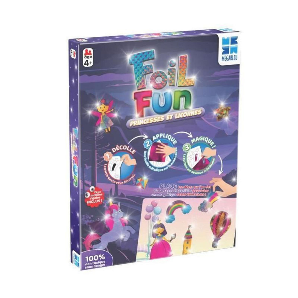 Megableu Activité créative - MEGABLEU - Foil Fun - Princesses et Licornes - Création d'oeuvres sans se salir