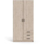 Voir la diapositive 3 : TVILUM Armoire VEGA - Décor chene - 2 portes + 3 tiroirs - L 98,5 x P 49,6 x H 200,4 cm