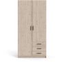 Voir la diapositive 3 : TVILUM Armoire VEGA - Décor chene - 2 portes + 3 tiroirs - L 98,5 x P 49,6 x H 200,4 cm