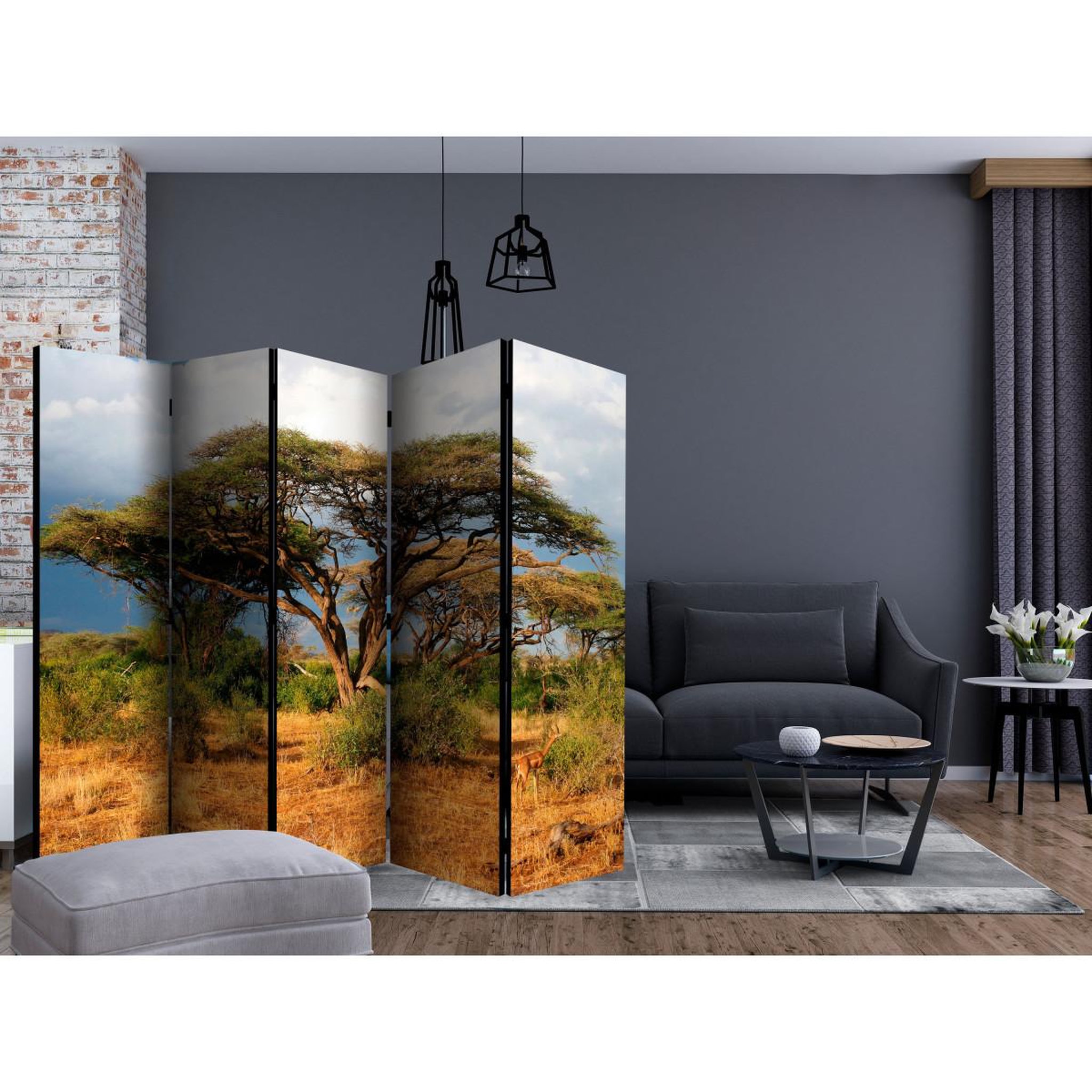 Voir la diapositive 2 : Paris Prix Paravent 5 volets  samburu national reserve, kenya  172x225cm