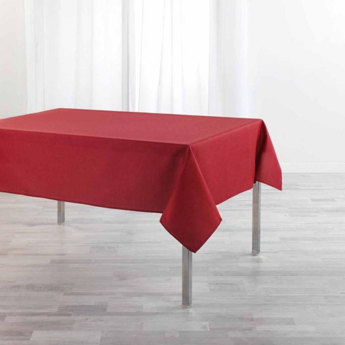 Paris Prix Nappe Chambray Enduite  Newton  140x250cm Rouge