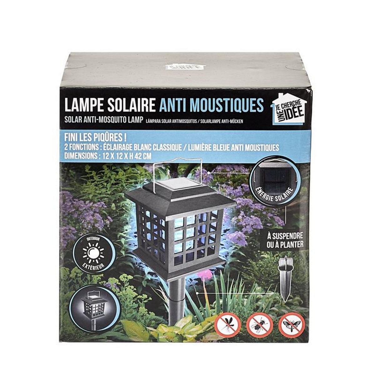 TOILINUX Lampe LED solaire à planter - Anti-moustique - Noir