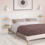 Voir la diapositive 2 : ID MARKET Tête de lit suspendue en lattes AVA 240 cm bois blanc et étagères façon hêtre