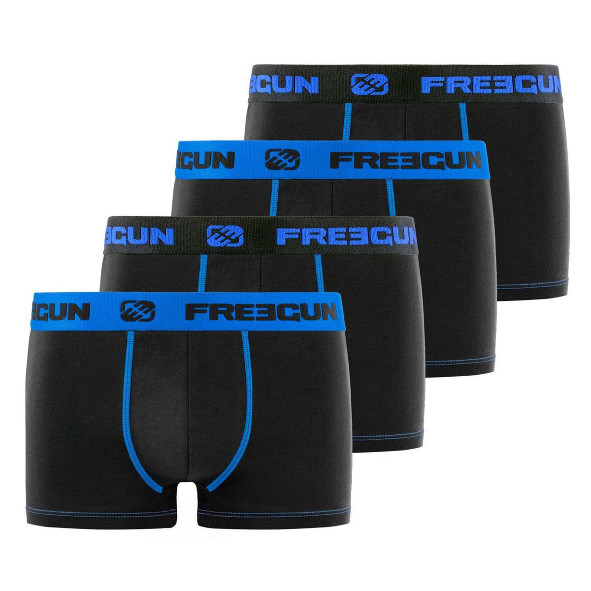 FREEGUN Lot de 4 Boxers homme coton Bleu