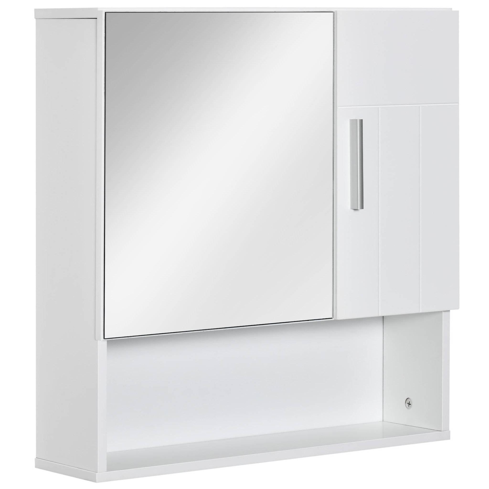 KLEANKIN Armoire murale miroir de salle de bain - 2 portes, étagères, niche - dim. 54l x 15,2l x 55,3h cm - mdf blanc