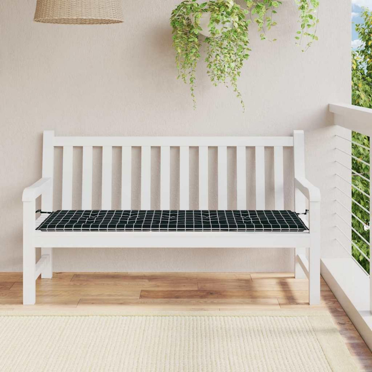 VIDAXL Coussin de banc de jardin carreaux noir 150x50x3cm tissu oxford