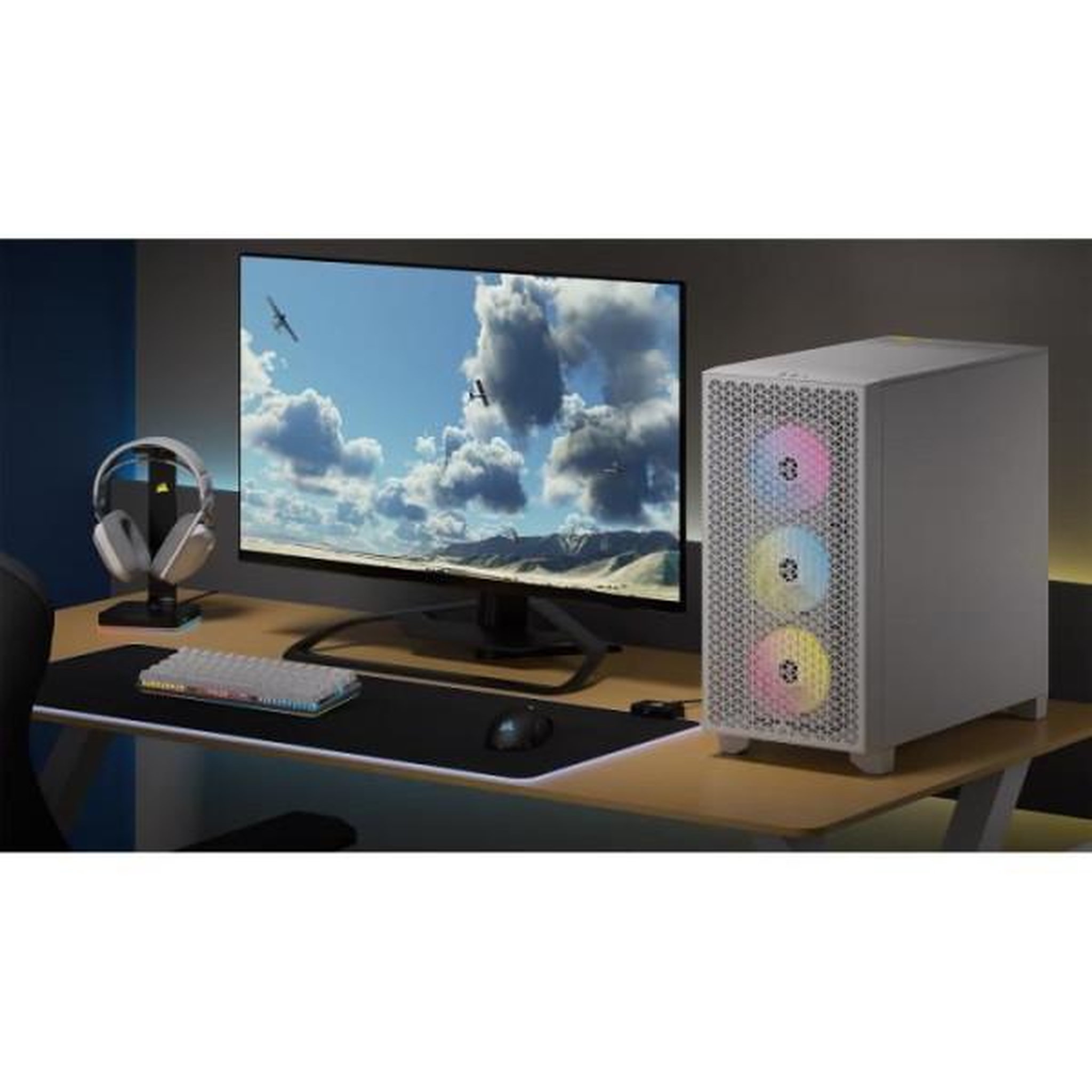 Voir la diapositive 6 : Corsair Boitier pc - corsair - 3000d rgb airflow - atx moyen-tour - 3 ventilateurs ar120 rgb - blanc