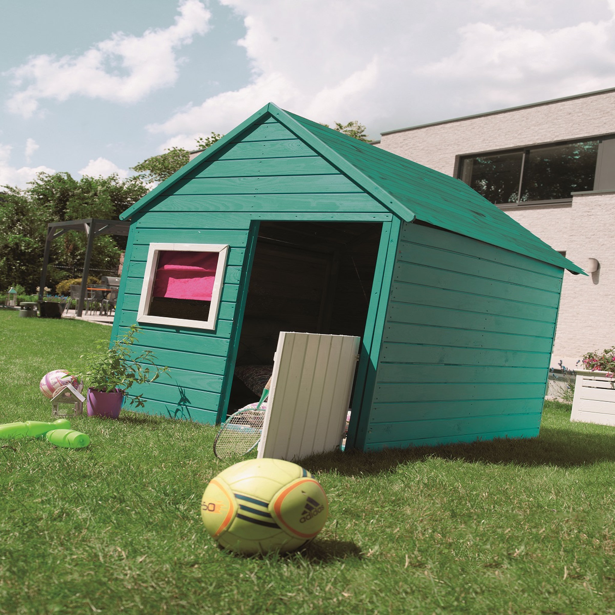Voir la diapositive 3 : Soulet Cabane de jardin enfant en bois à peindre MARINA