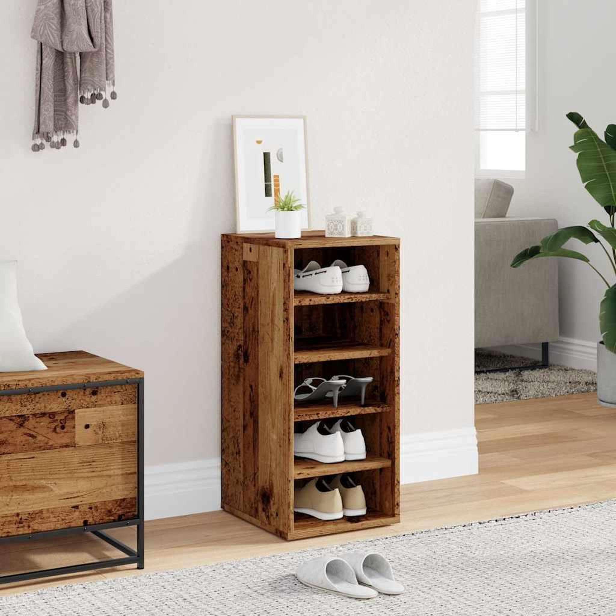 Voir la diapositive 3 : VIDAXL Armoire a chaussures vieux bois 32x35x70 cm bois d'ingenierie