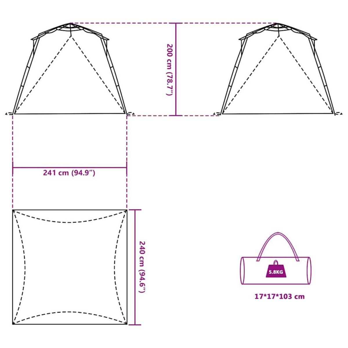 VIDAXL Tente de plage 4 personnes liberation rapide impermeable