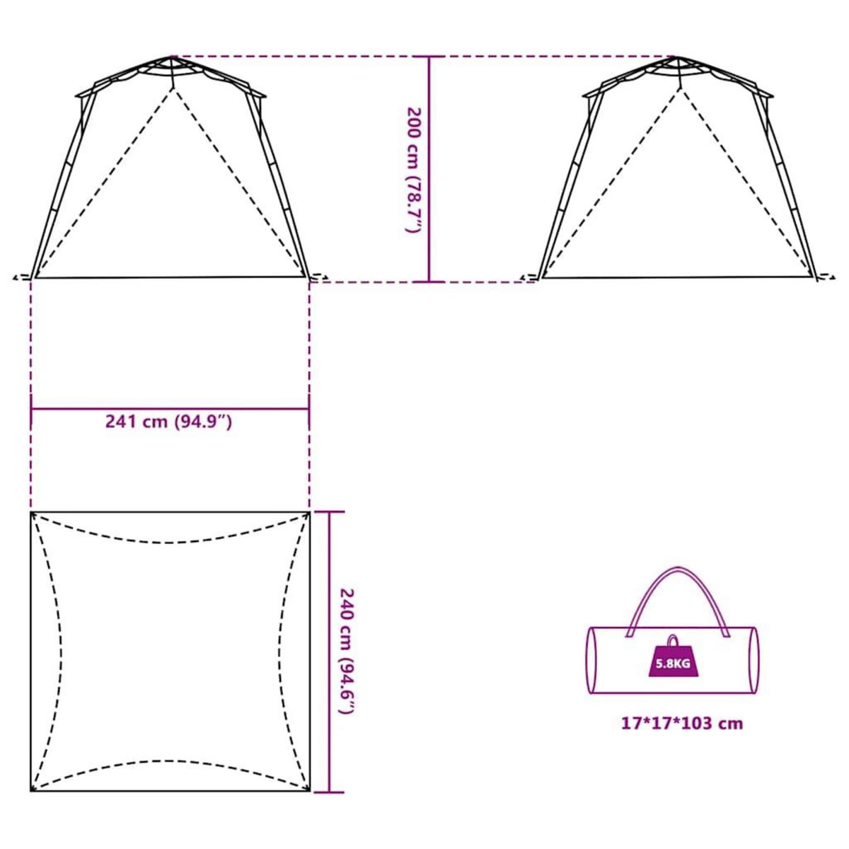VIDAXL Tente de plage 4 personnes liberation rapide impermeable