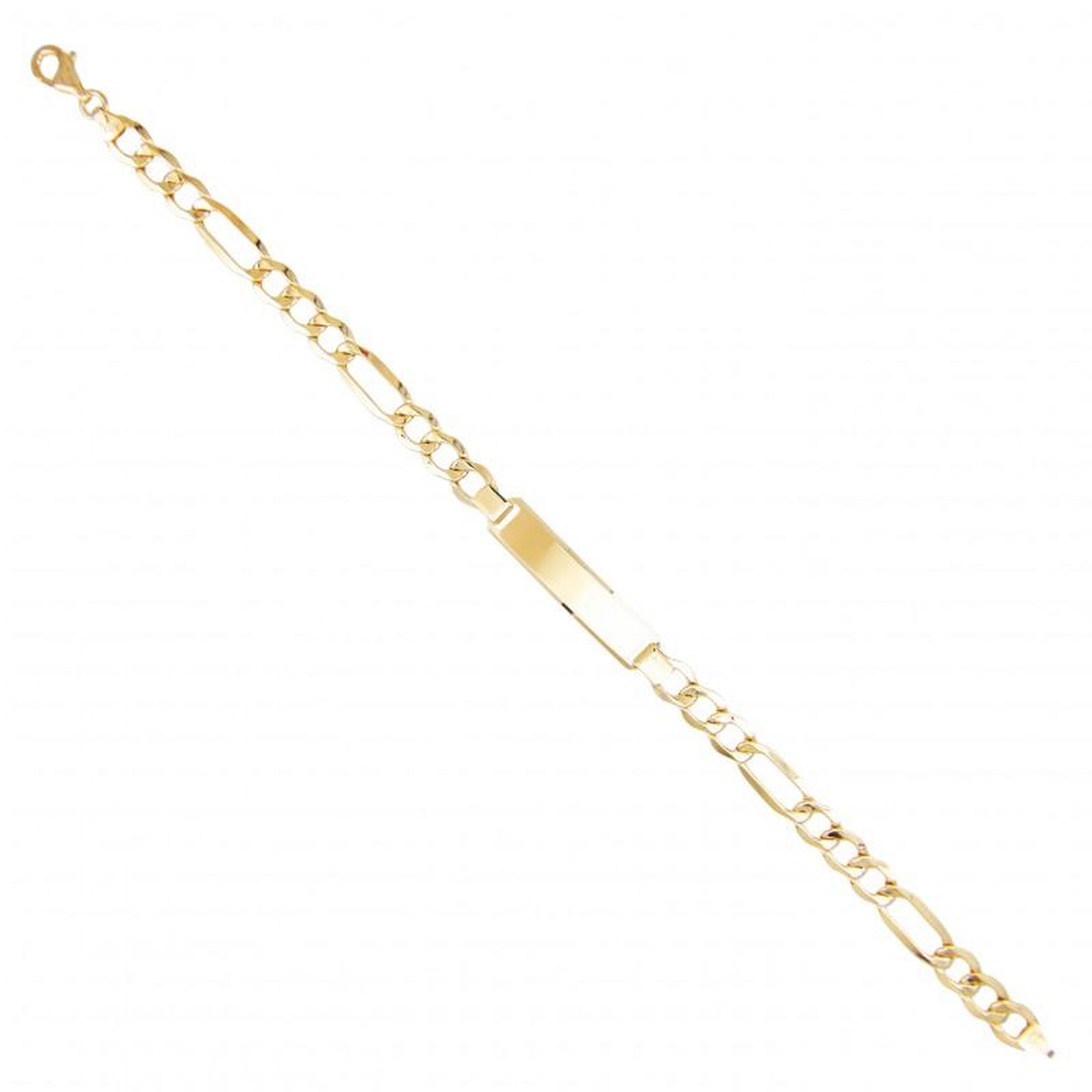 Voir la diapositive 2 : L'ATELIER D'AZUR Gourmette Or 18 Carats Maille Figaro Alternée 1+3 - Jaune - Gravure Offerte - Homme