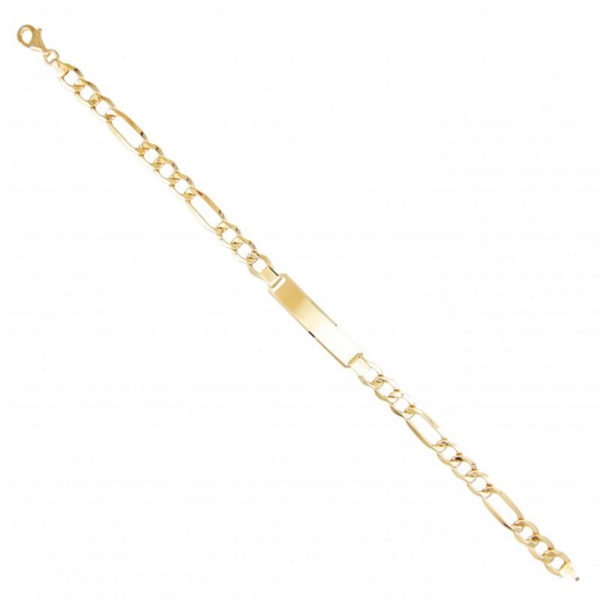 L'ATELIER D'AZUR Gourmette Or 18 Carats Maille Figaro Alternée 1+3 - Jaune - Gravure Offerte - Homme