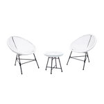 CONCEPT USINE Salon de jardin 2 fauteuils ronds et table basse blanc ACAPULCO
