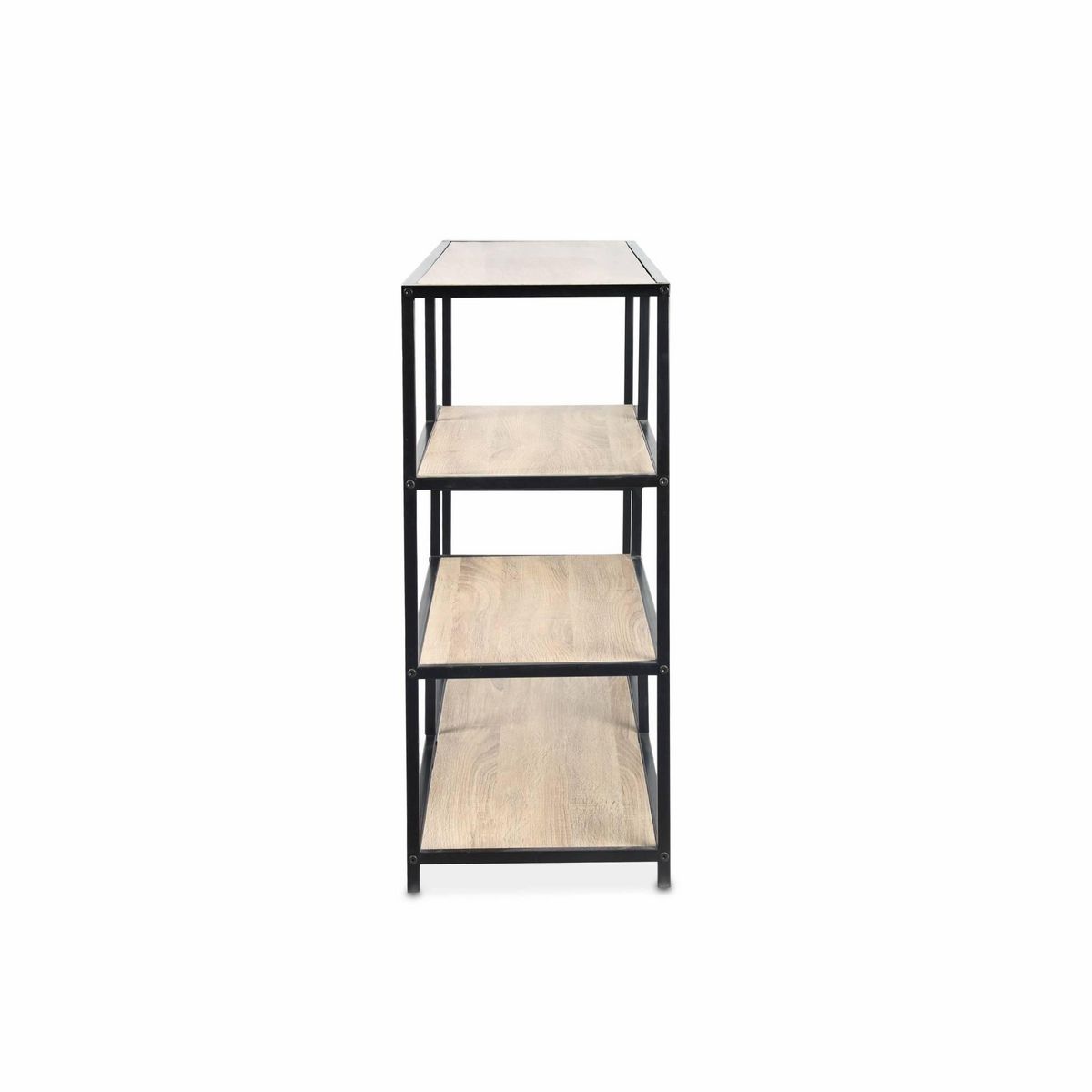 SWEEEK Etagère en métal noir et décor bois - Loft - bibliothèque 5 niveaux. L 114 x l 33 x H 78cm