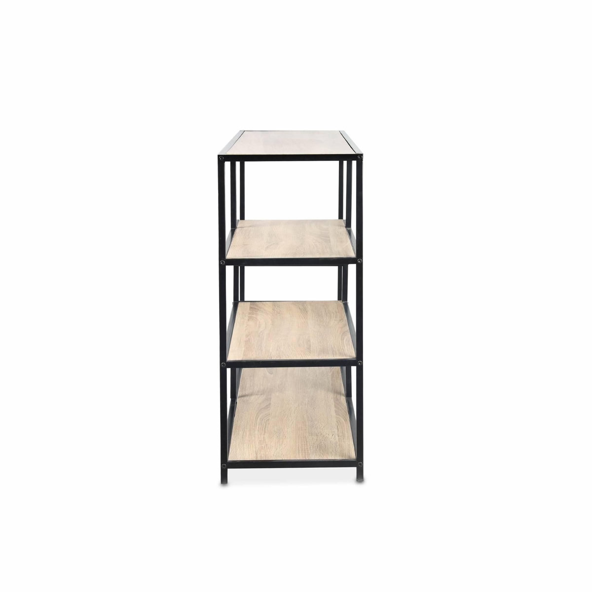 SWEEEK Etagère en métal noir et décor bois - Loft - bibliothèque 5 niveaux. L 114 x l 33 x H 78cm