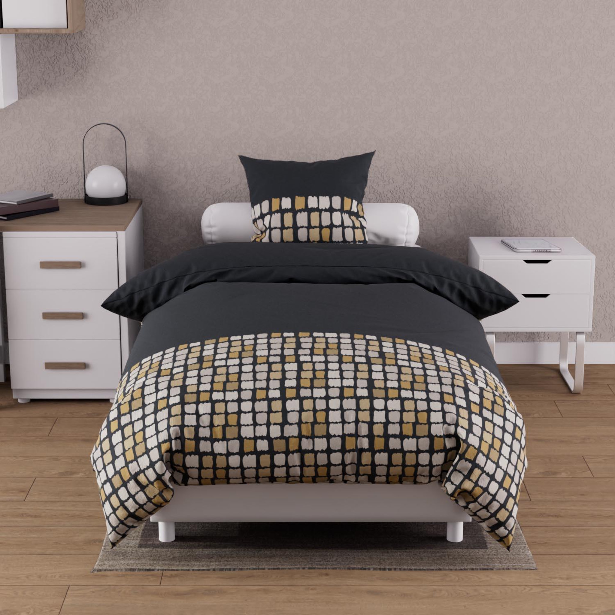 Voir la diapositive 1 : SOLEIL D'OCRE Parure housse de couette coton 57 fils FABIO, par Soleil d'Ocre