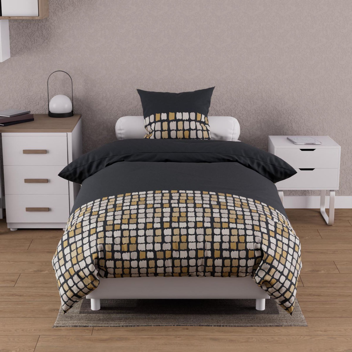 SOLEIL D'OCRE Parure housse de couette coton 57 fils FABIO, par Soleil d'Ocre