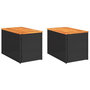 Voir la diapositive 2 : VIDAXL Tables d'appoint jardin 2pcs noir 55x34x37 cm rotin bois massif