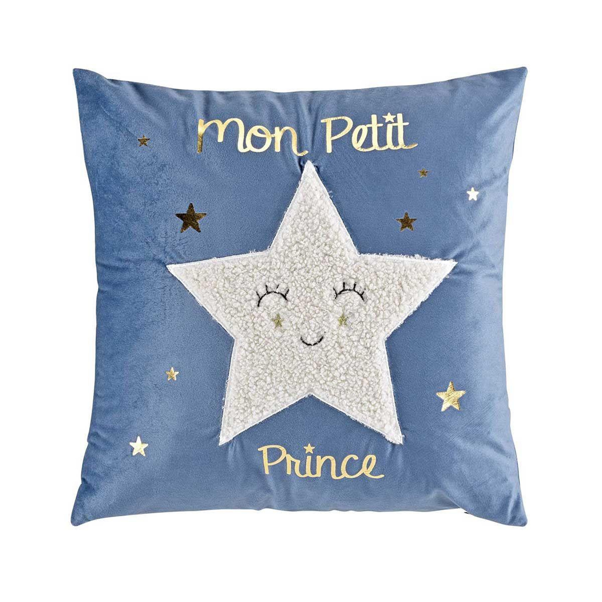 Douceur d'Intérieur Coussin déco enfant  archie  40x40cm bleu