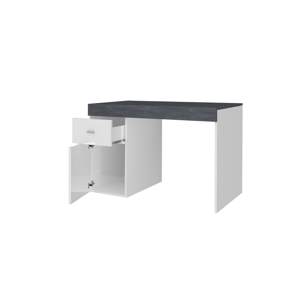 Bureau 1 porte 1 tiroir avec plateau coulissant et rangement 100 cm TAVIANO