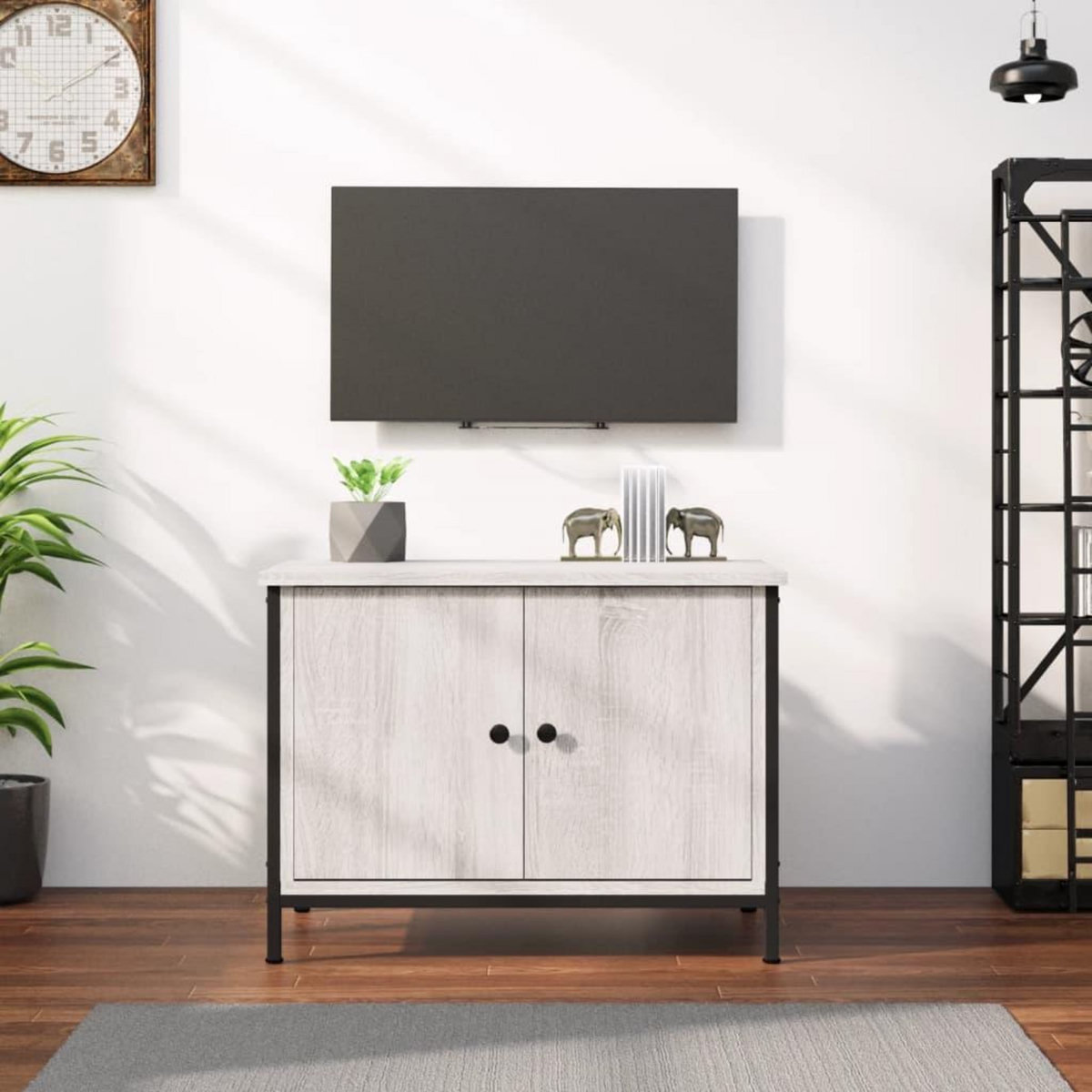 VIDAXL Meuble TV avec portes sonoma gris 60x35x45 cm bois d'ingenierie