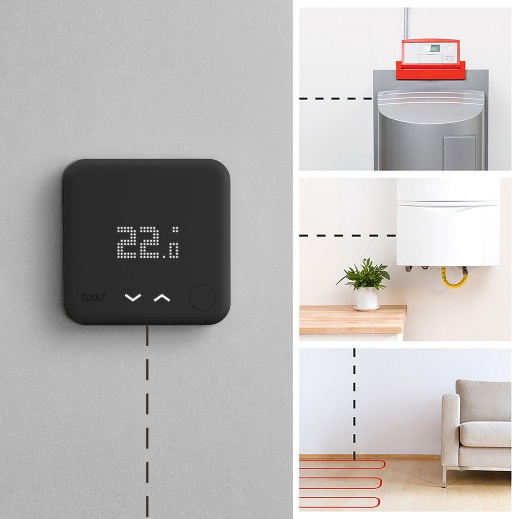 Voir la diapositive 3 : Tado Thermostat connecté connecté Filaire Kit V3+ Noir