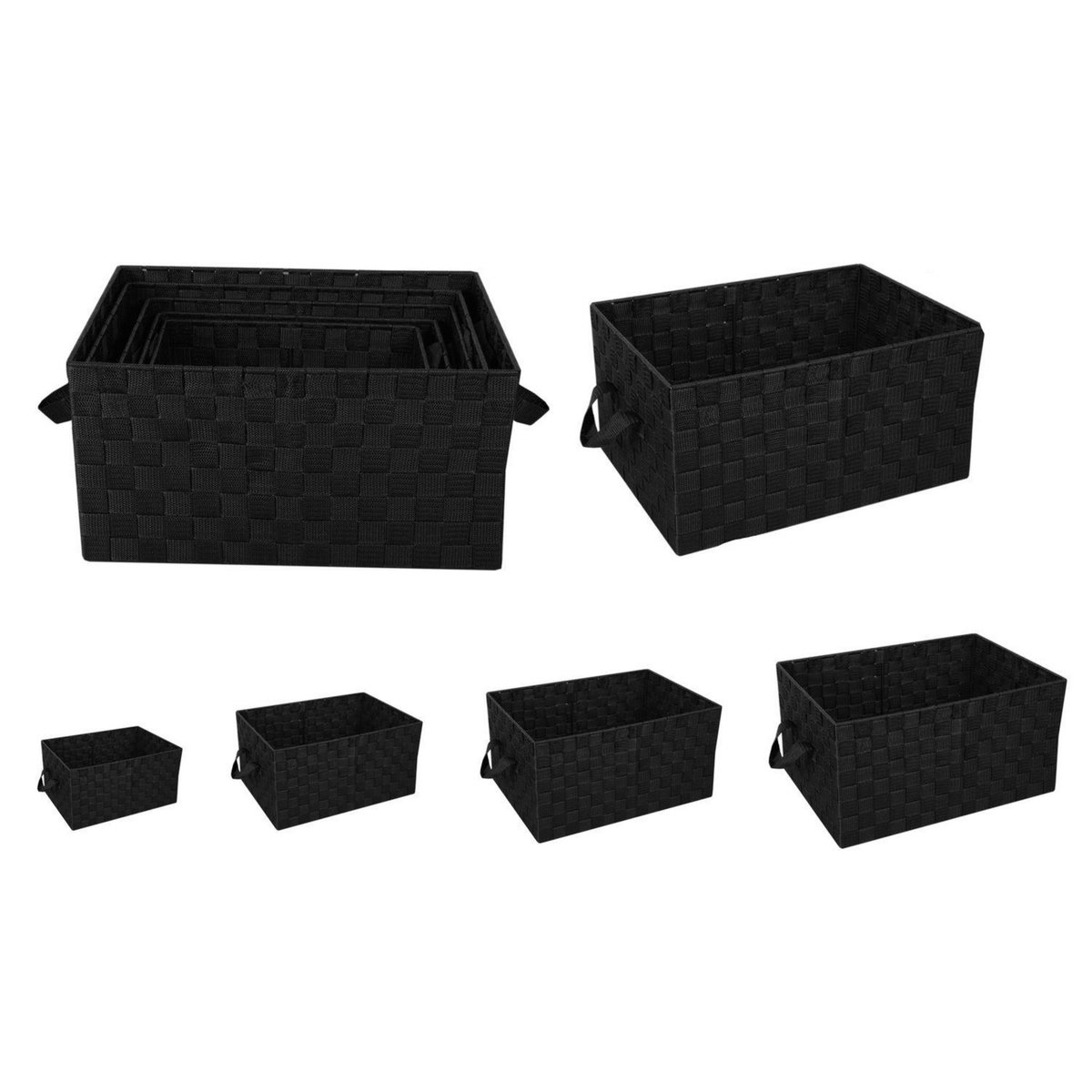 TOILINUX Lot de 5 Paniers avec 2 sangles en Polypropylène et Métal