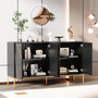 Voir la diapositive 2 : MERAX Buffet 4 portes 0 tiroir - 150cm noir panneaux de particules