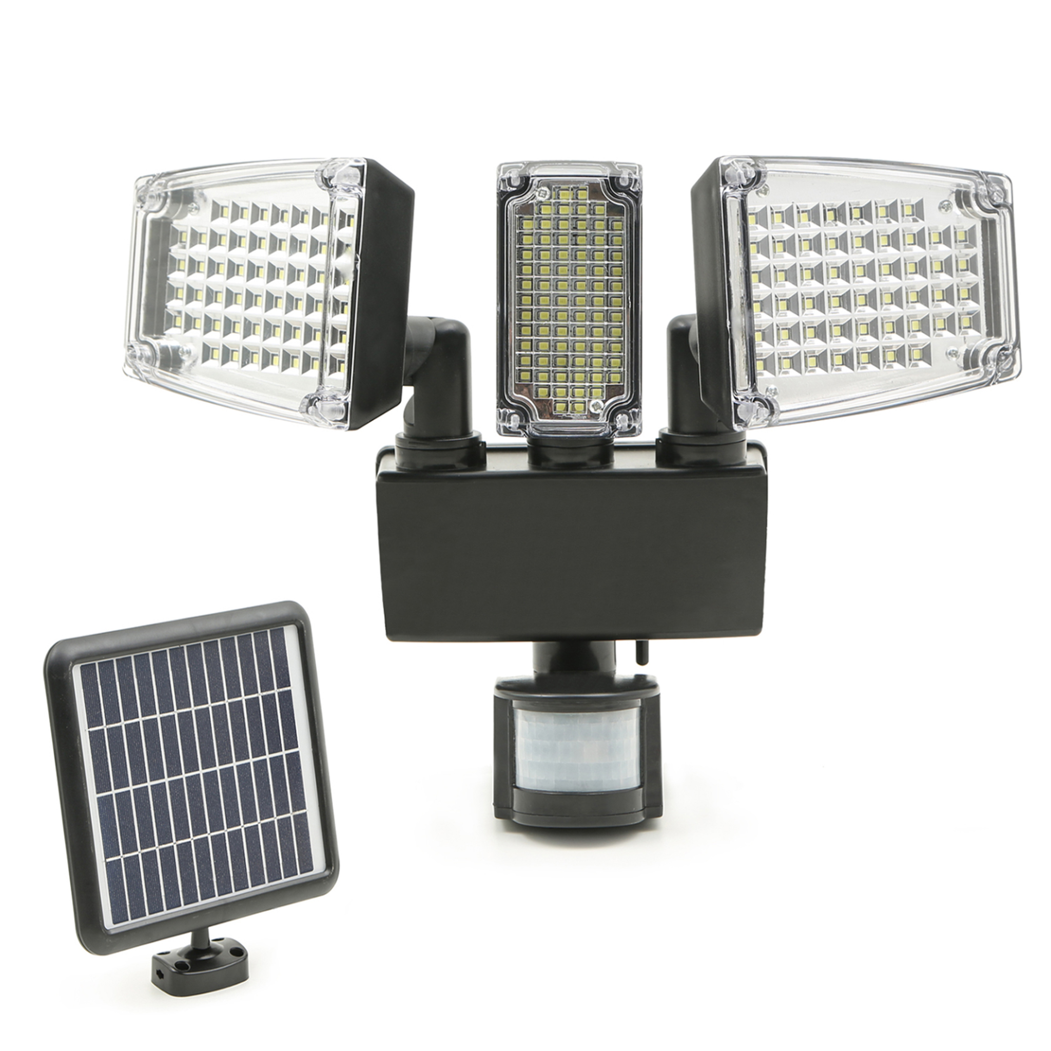 ID MARKET Projecteur solaire 3 têtes 178 led détecteur de mouvement