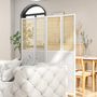 Voir la diapositive 4 : HOMCOM Paravent séparateur de pièce 4 panneaux pliables dim. 160L x 170H cm - bois blanc aspect rotin