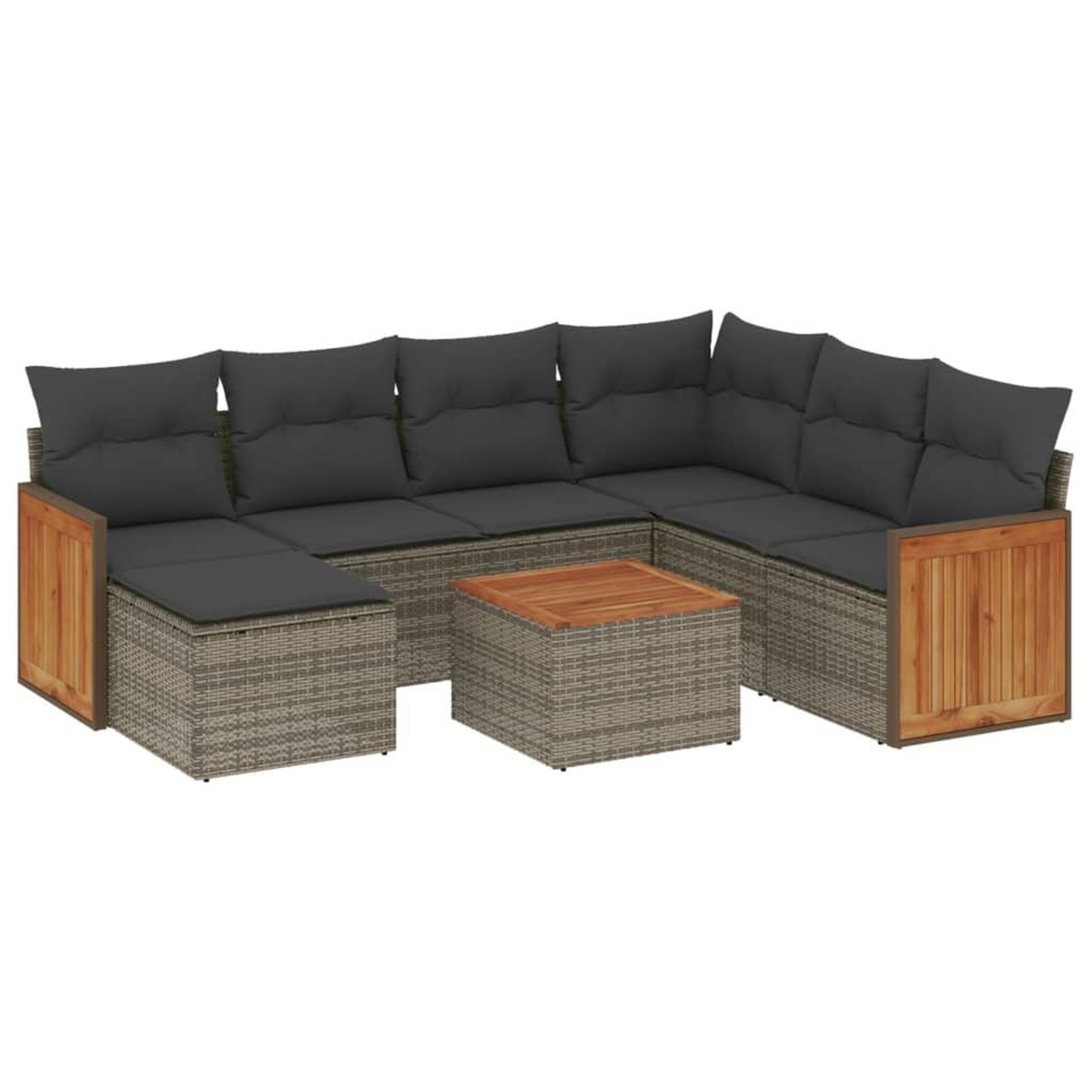 Voir la diapositive 2 : VIDAXL Salon de jardin 8 pcs avec coussins gris resine tressee