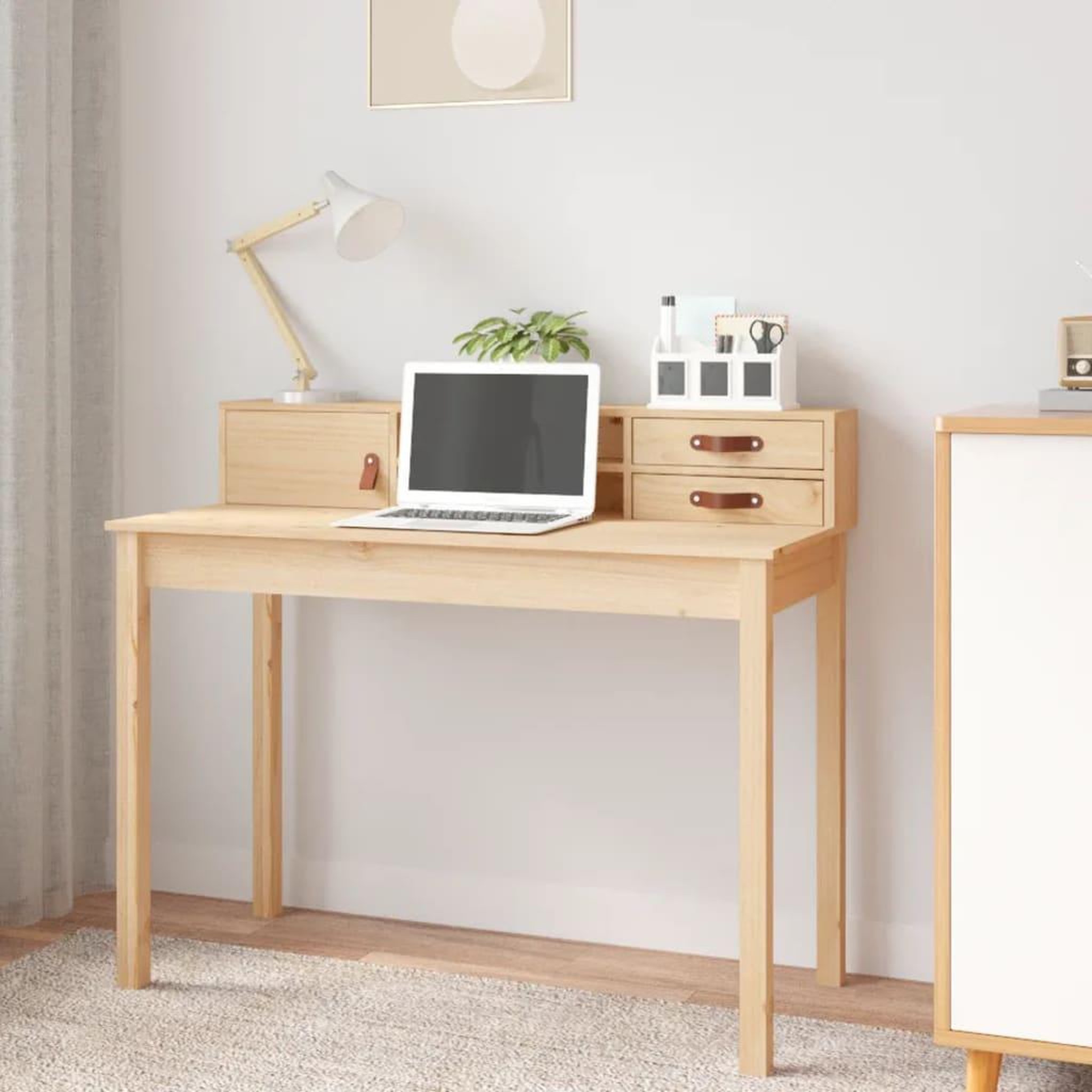 Voir la diapositive 1 : VIDAXL Bureau 110x50x93 cm Bois massif de pin
