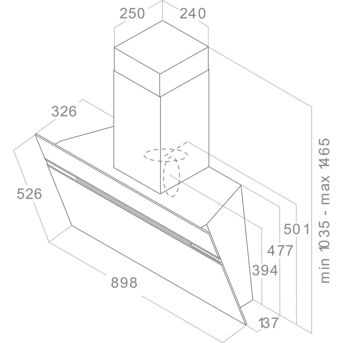 ELICA Hotte décorative murale inclinée STRIPE BL/A/90/LX