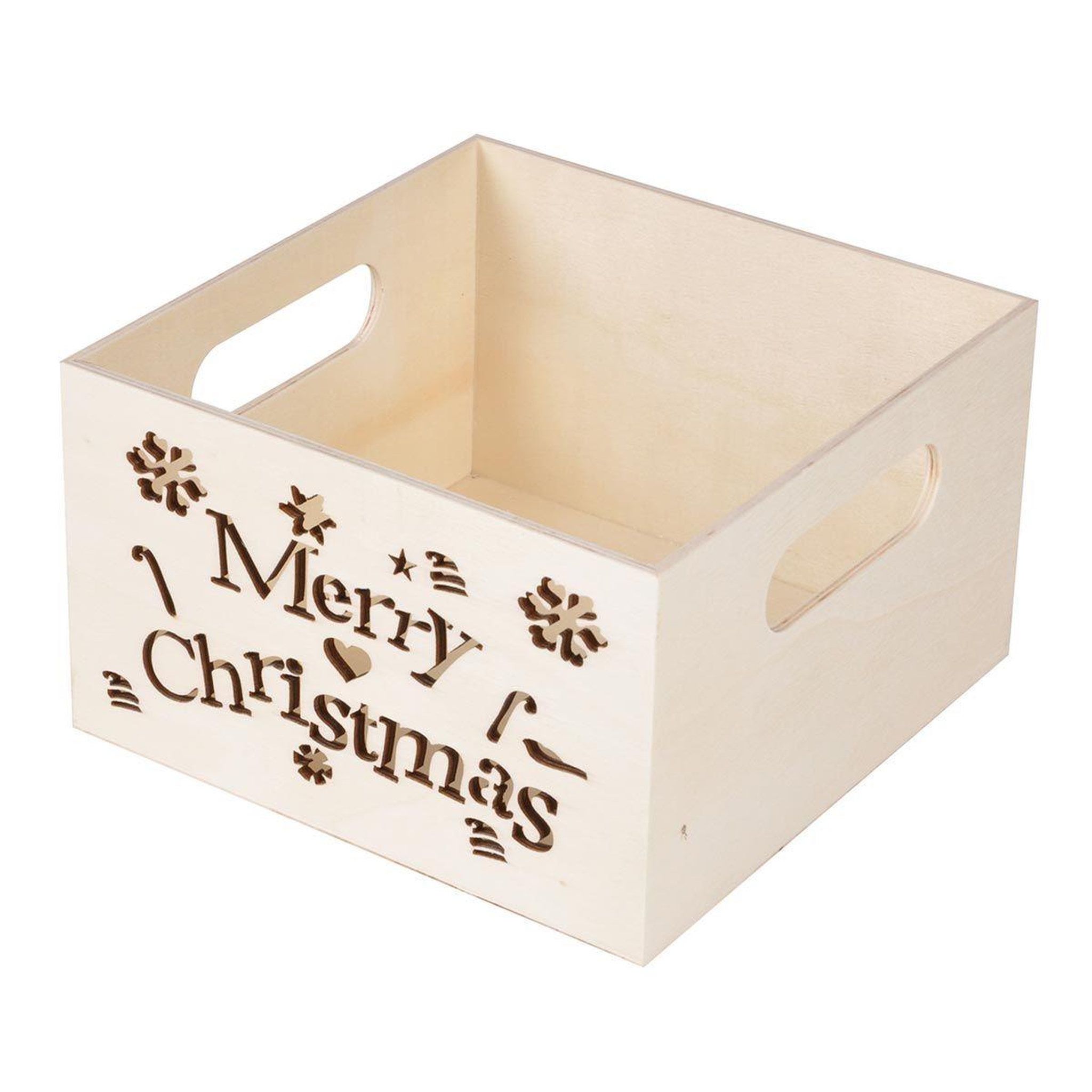 HOMEA Caisse à customiser  merry christmas  15cm naturel