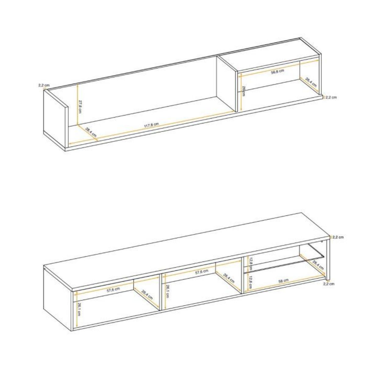 Paris Prix Ensemble Meuble TV  Dallas  180cm Chêne & Gris