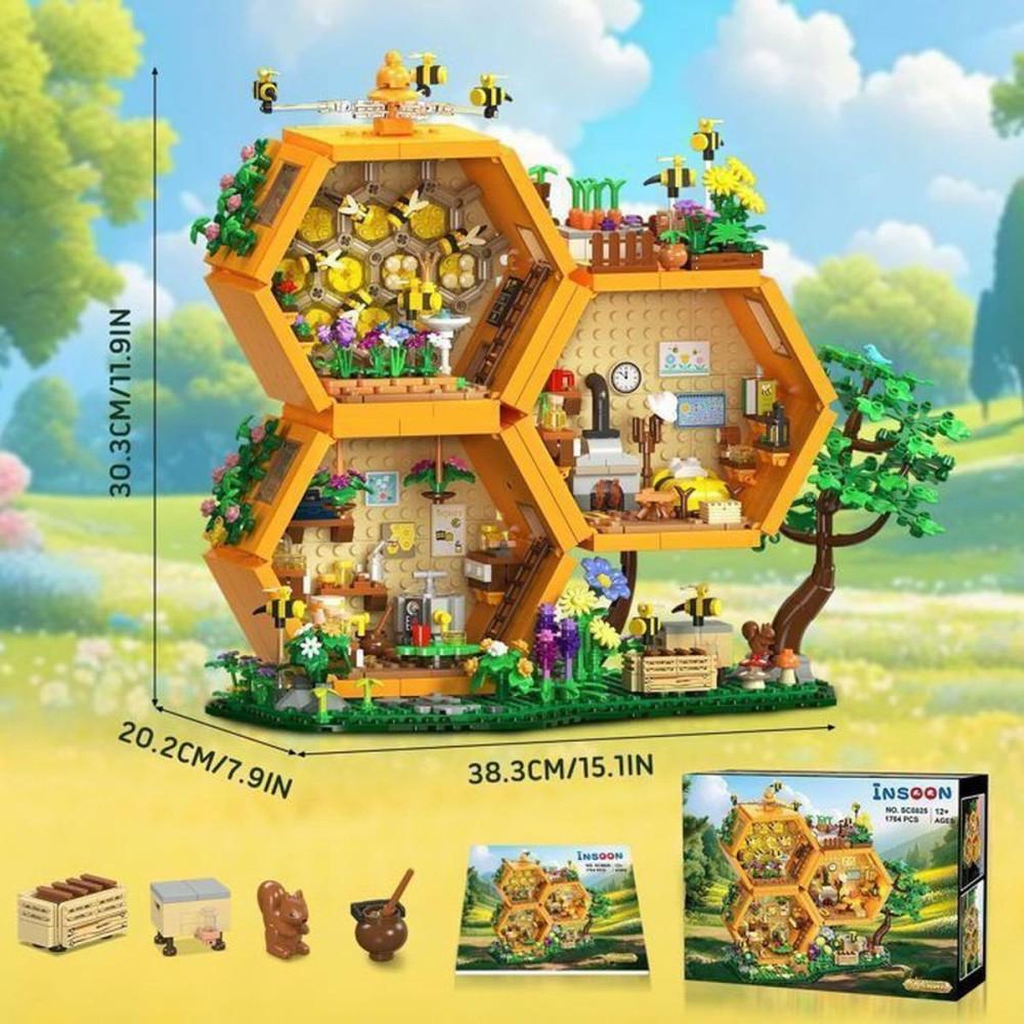 Voir la diapositive 6 : Jeu de construction Maison des Abeilles 1704 pièces ABS avec LEDs, cabane dans un arbre et atelier du miel