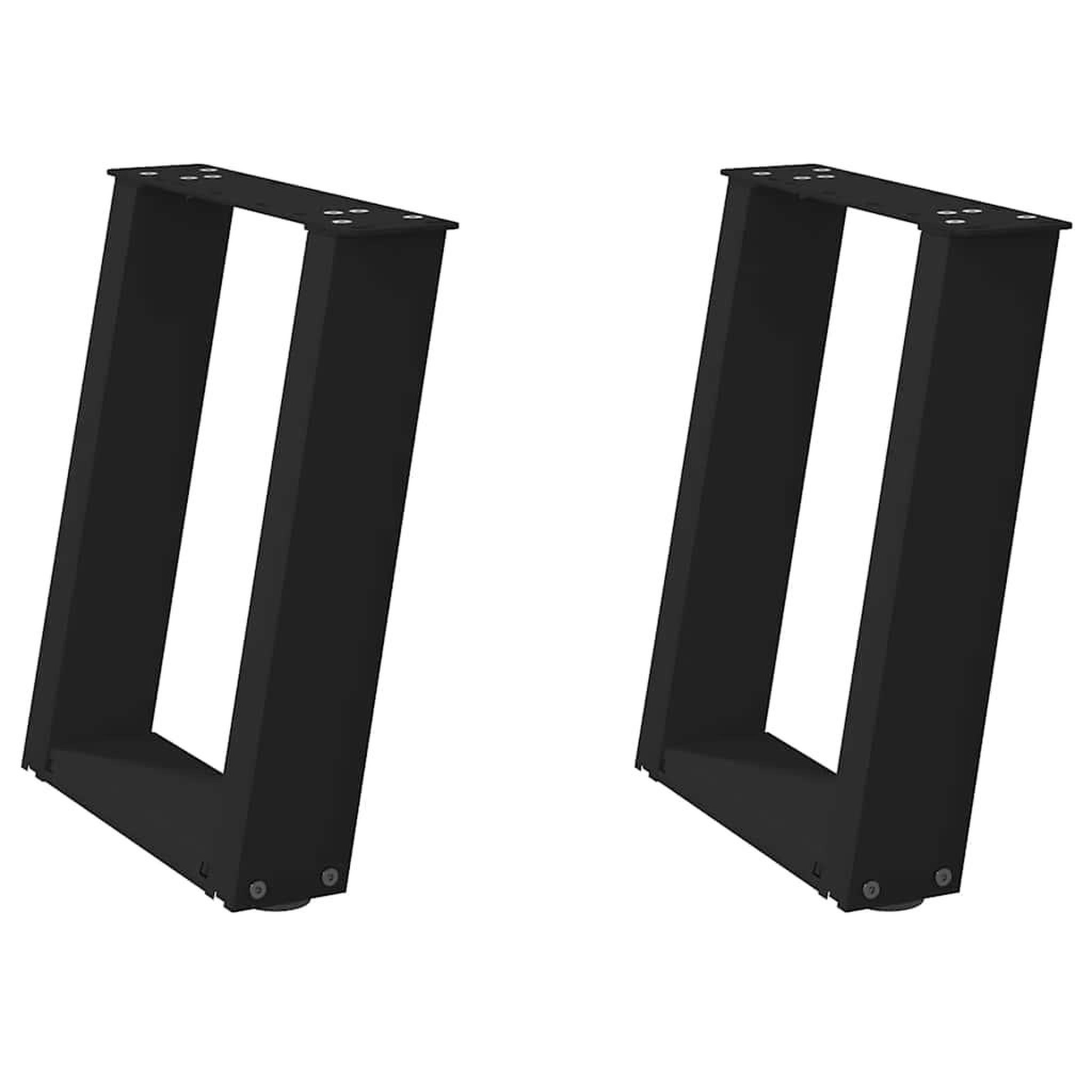 Voir la diapositive 2 : VIDAXL Pieds de table basse forme de U 2 pcs noir 38x(42-43) cm acier