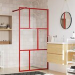 VIDAXL Paroi de douche avec verre ESG transparent rouge 100x195 cm