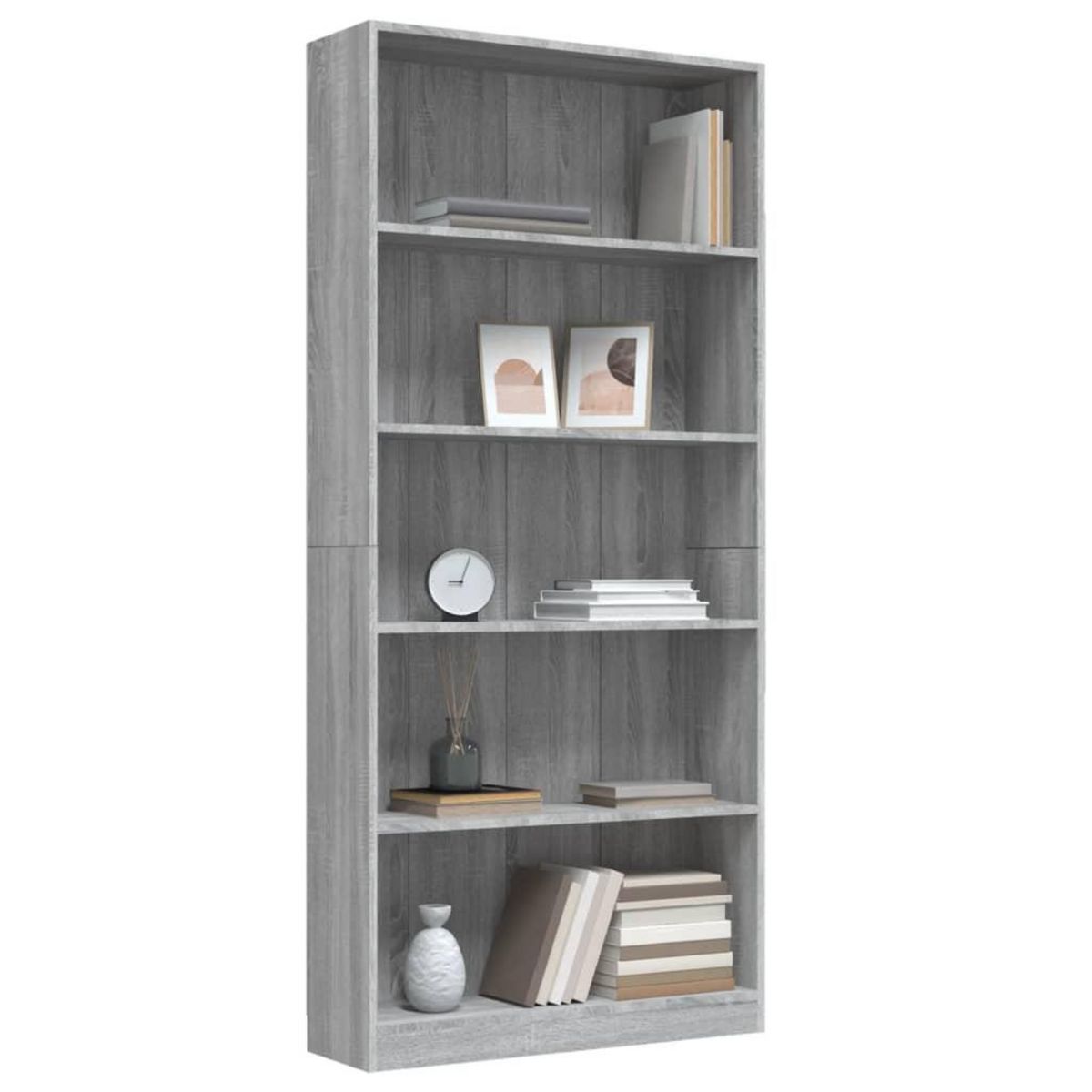 VIDAXL Bibliotheque 5 niveaux Sonoma gris 80x24x175 cm