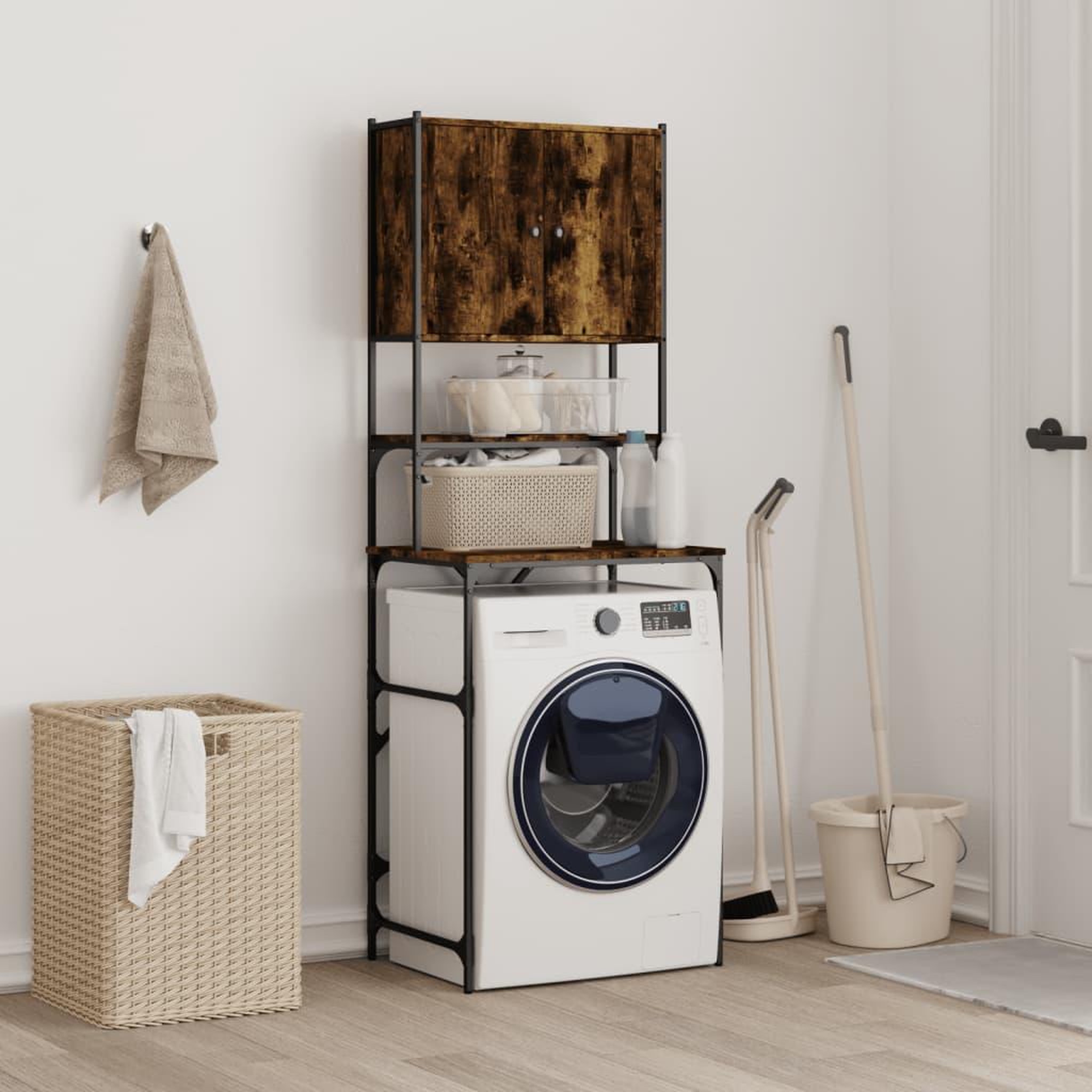 Voir la diapositive 3 : VIDAXL Armoire de machine a laver chene fume 68x48,5x194 cm