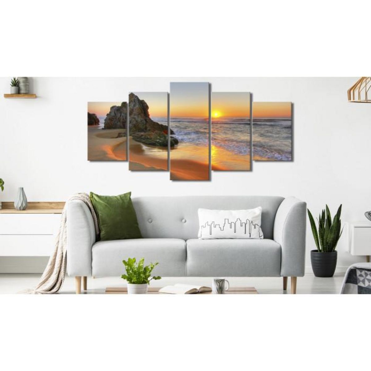 Paris Prix Tableau Imprimé 5 Panneaux  Meeting at Sunset Wide